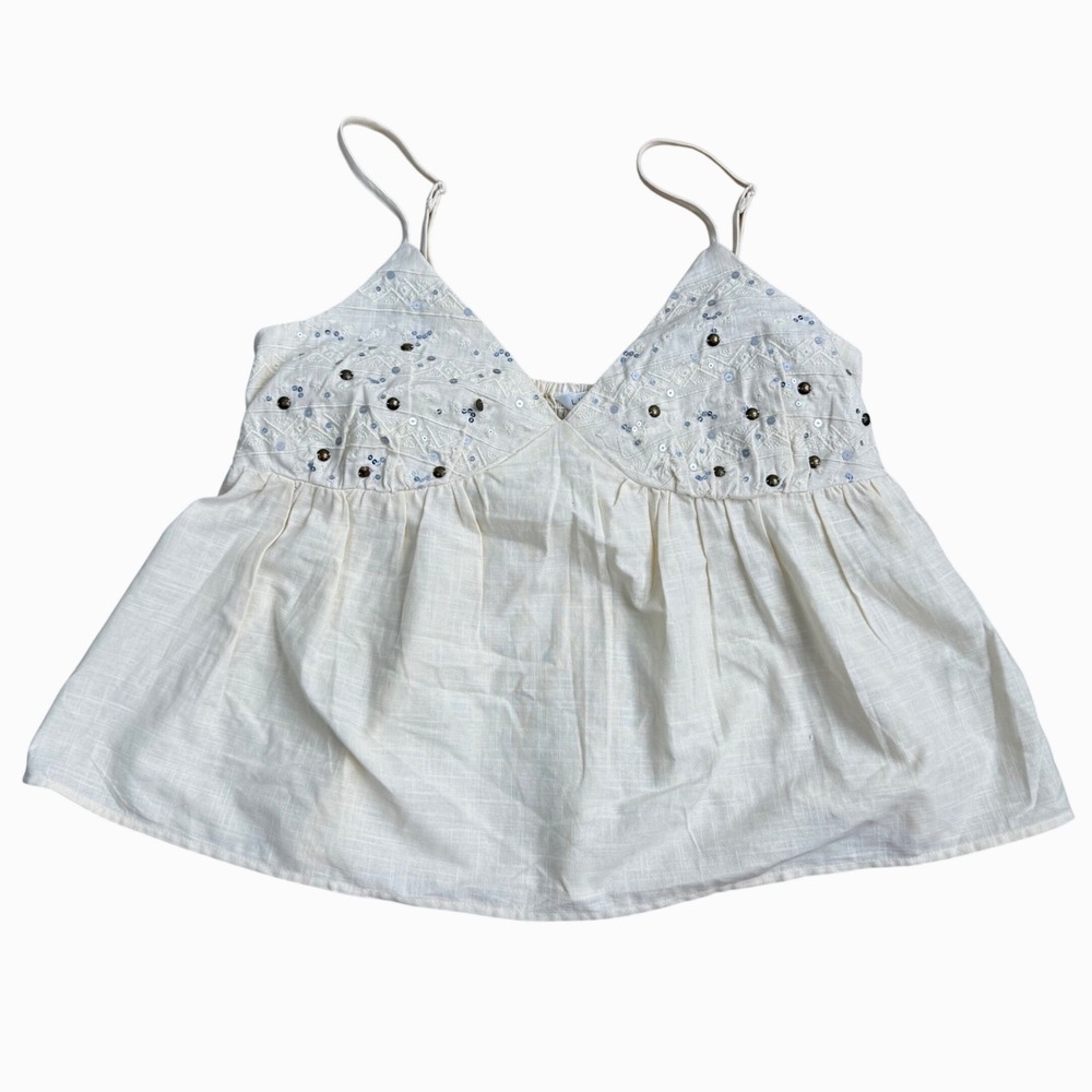Live 4 Truth (Cream) Embroidered Sequin Camisole Top Womens M